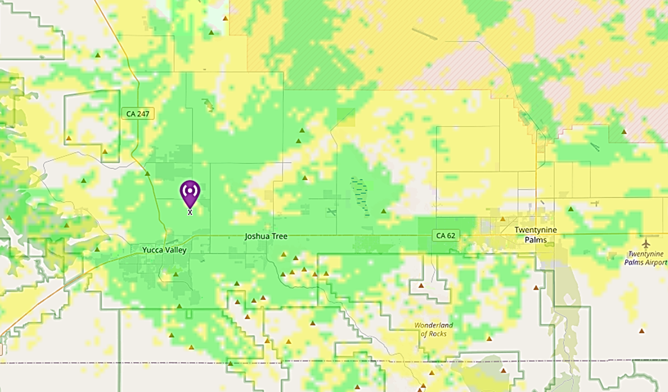 Coverage map of the HDARA repeater service area